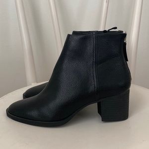Faux Black Leather Booties with Heel